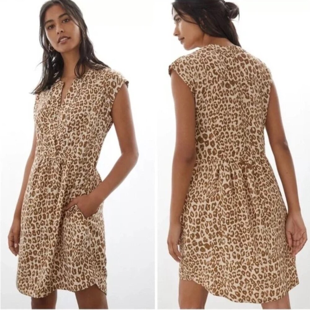 Anthropologie Pilcro Leopard Print Cap Sleeve Dress